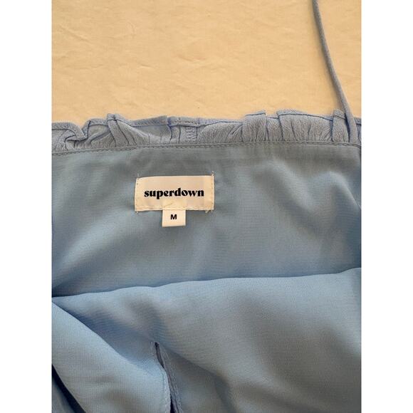 Superdown Crop Ruffle Hem Tie Front Thin Strap Top Size Medi - Picture 2 of 3